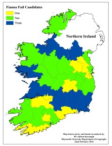 Figure 3c: Fianna Fail candidates by Dail constituency (2016 General Election)