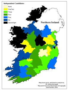 Figure 2a: Independent/Non Party candidates by Dail constituency (2016 General Election)