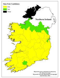 Figure 3d: Independent/Non Party candidates by Dail constituency (2016 General Election)